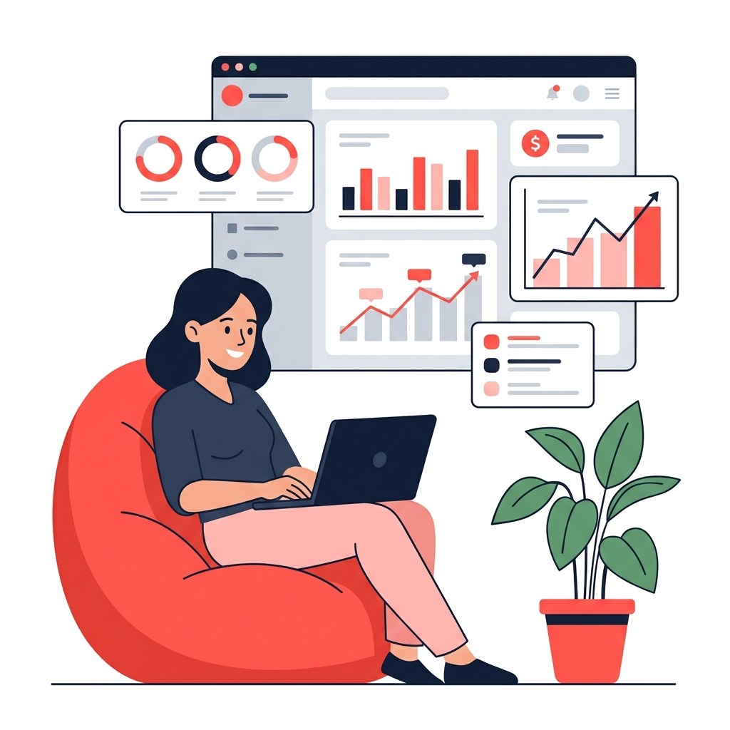 Persona trabajando en sistema de facturación